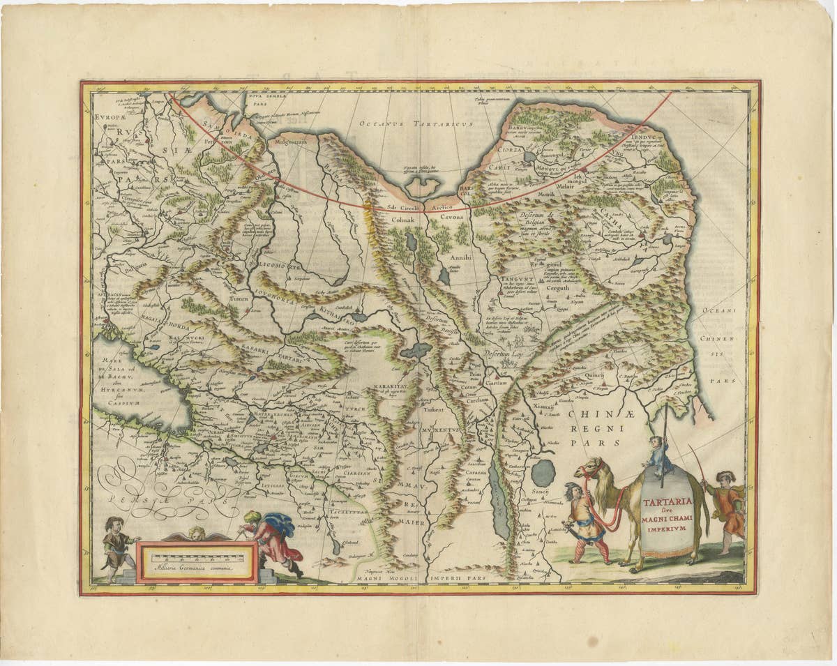 Old Genuine Antique Map of Tartary in the Russian Far East