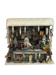Old "German Christmas Market Stall" Christmas Toy Shop Dollhouse Decoration