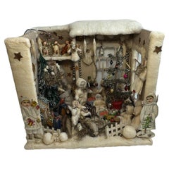 Old "German Christmas Market Stall" Christmas Toy Shop Dollhouse Decoration