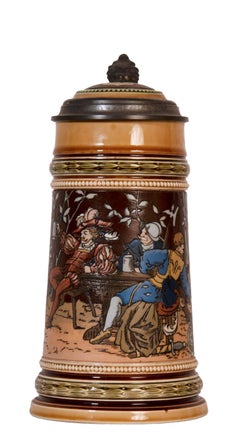 "Old German Drinking Group" Mettlach Stein