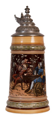 "Old German Drinking Group" Mettlach Stein