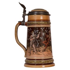 Antique "Old German Drinking Group" Mettlach Stein