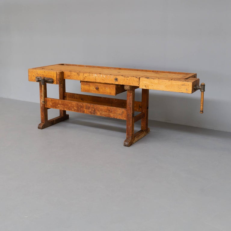 Old German Made Ulmia Large Wooden Workbench For Sale at 1stDibs