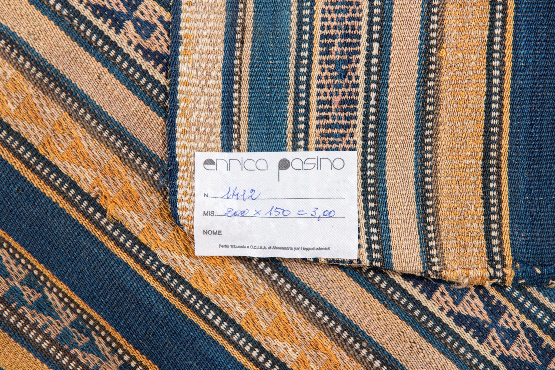 Refined Azeri fabric, with careful weaving and elegant colors, dominated by the blue of the 