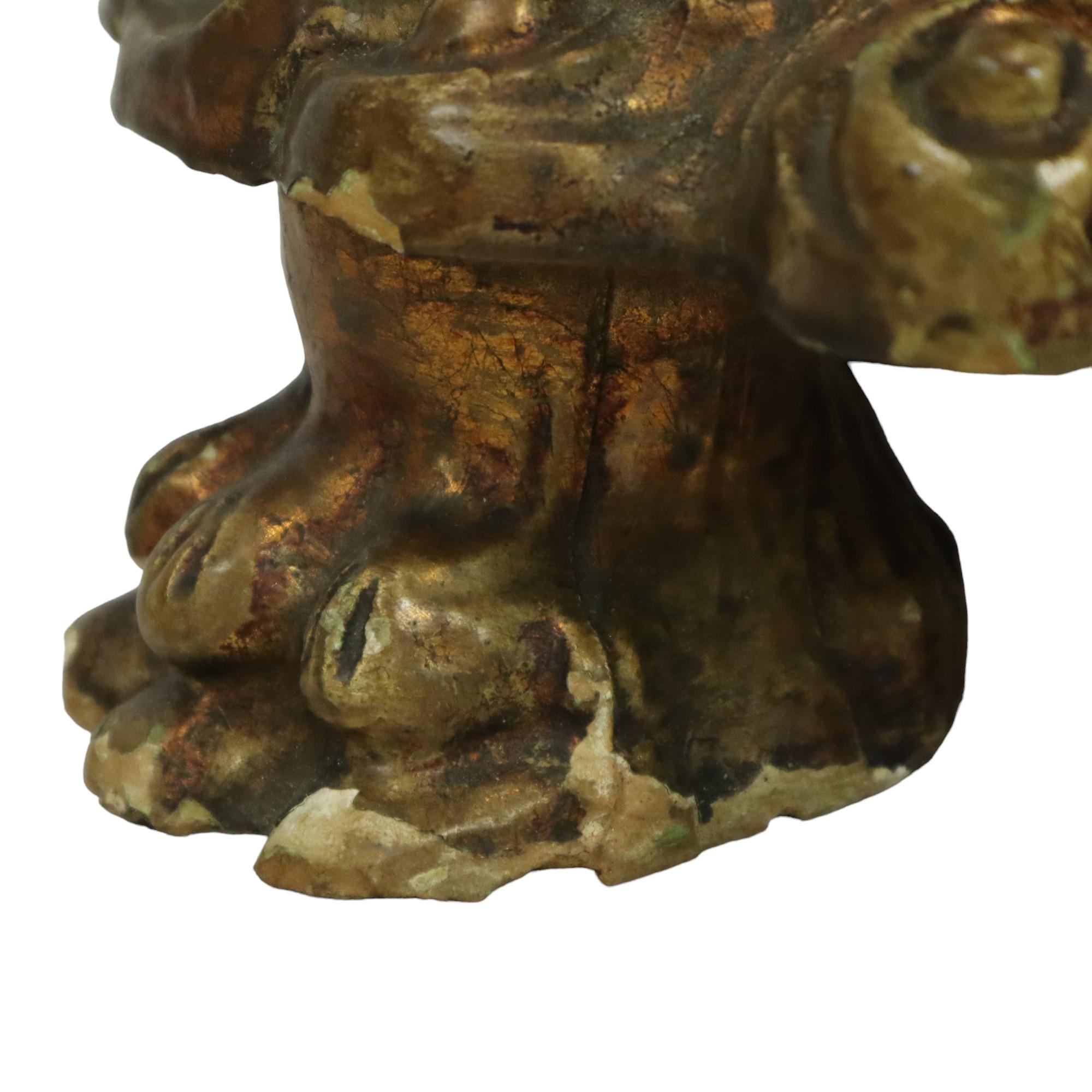 Old Gilded Console with Cherub Marble Hollywood Regency For Sale 1