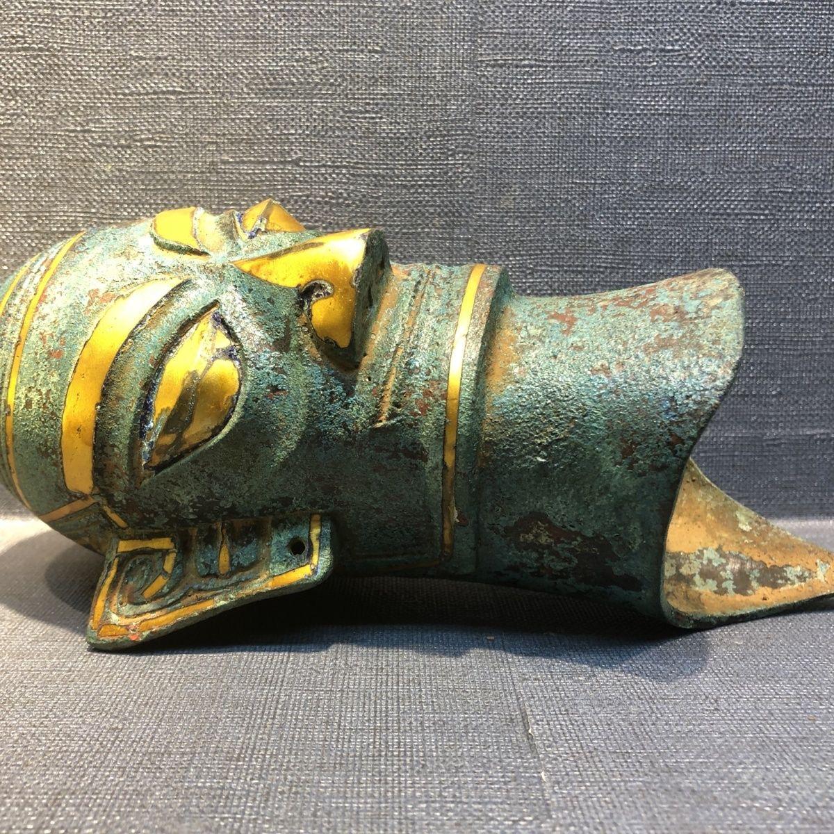 Old Gilt Bronze San Xing Dui Head from China In Good Condition For Sale In 景德镇市, CN