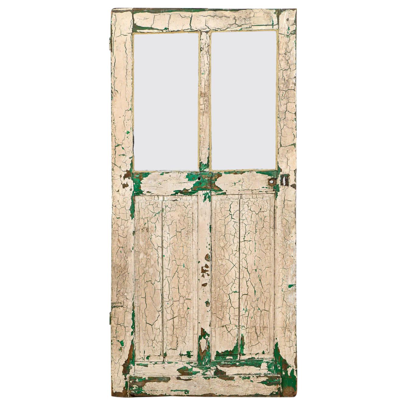 Old Glass Panelled Interior Door, 20th Century For Sale