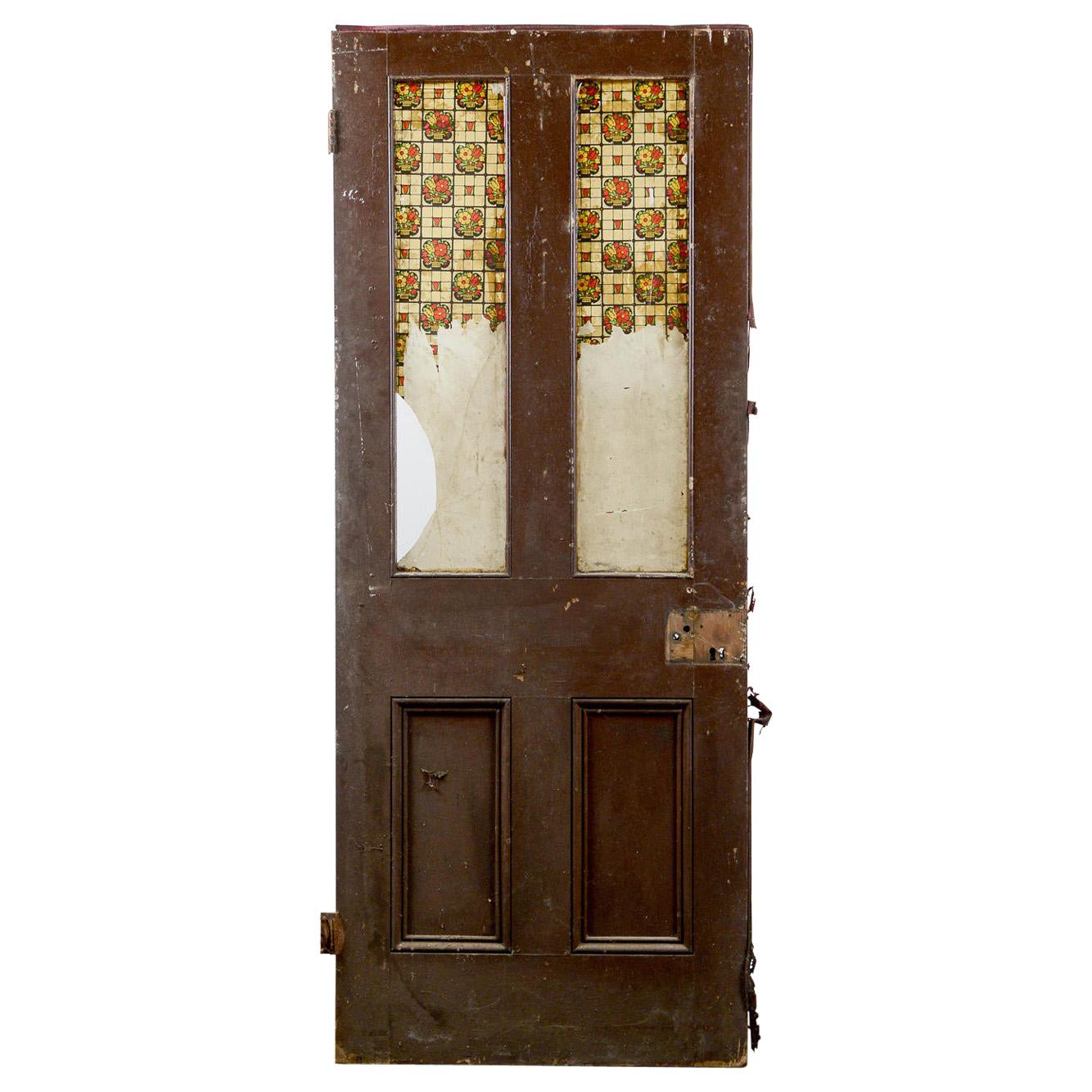 Old Glazed Victorian Interior Door, 20th Century For Sale
