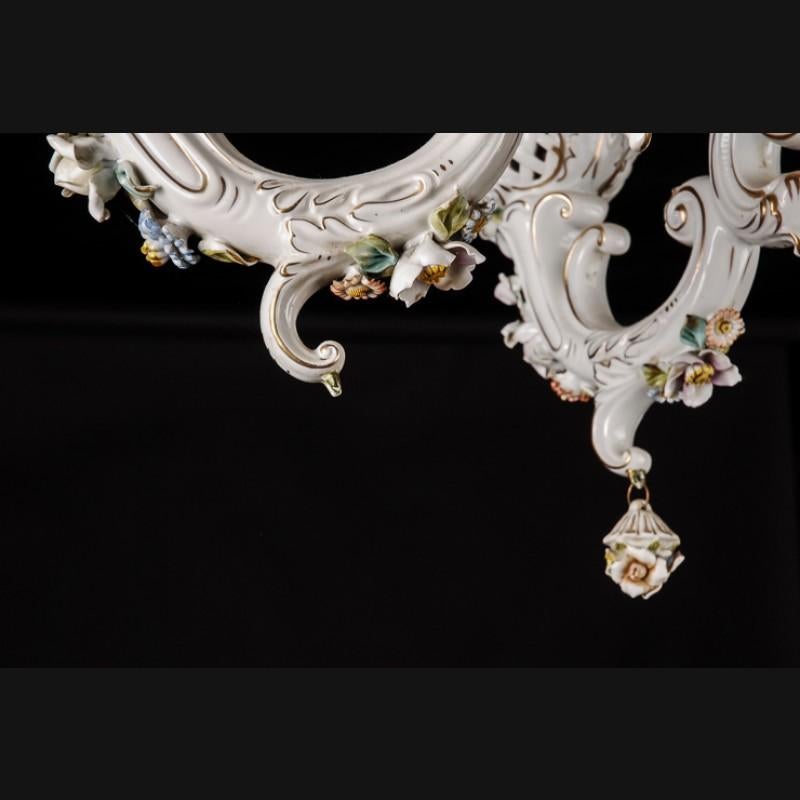 Old Glorious Porcelain Chandelier, German, Mid-20th Century For Sale 10
