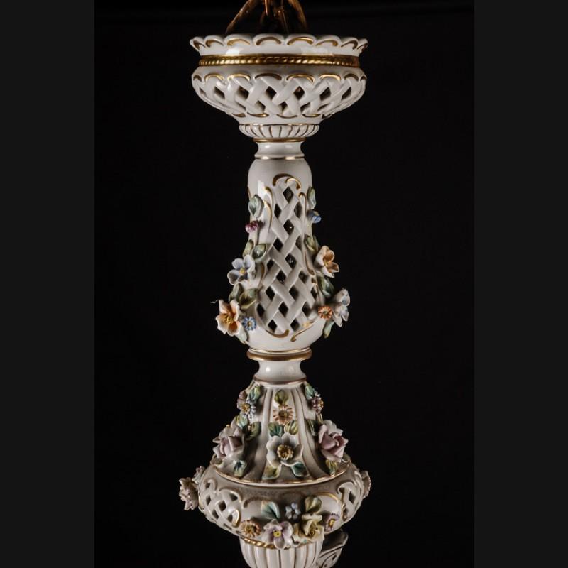 Old Glorious Porcelain Chandelier, German, Mid-20th Century For Sale 3