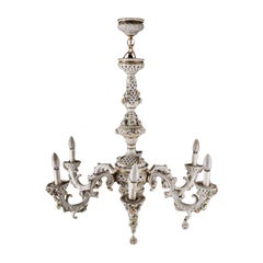 Old Glorious Porcelain Chandelier, German, Mid-20th Century