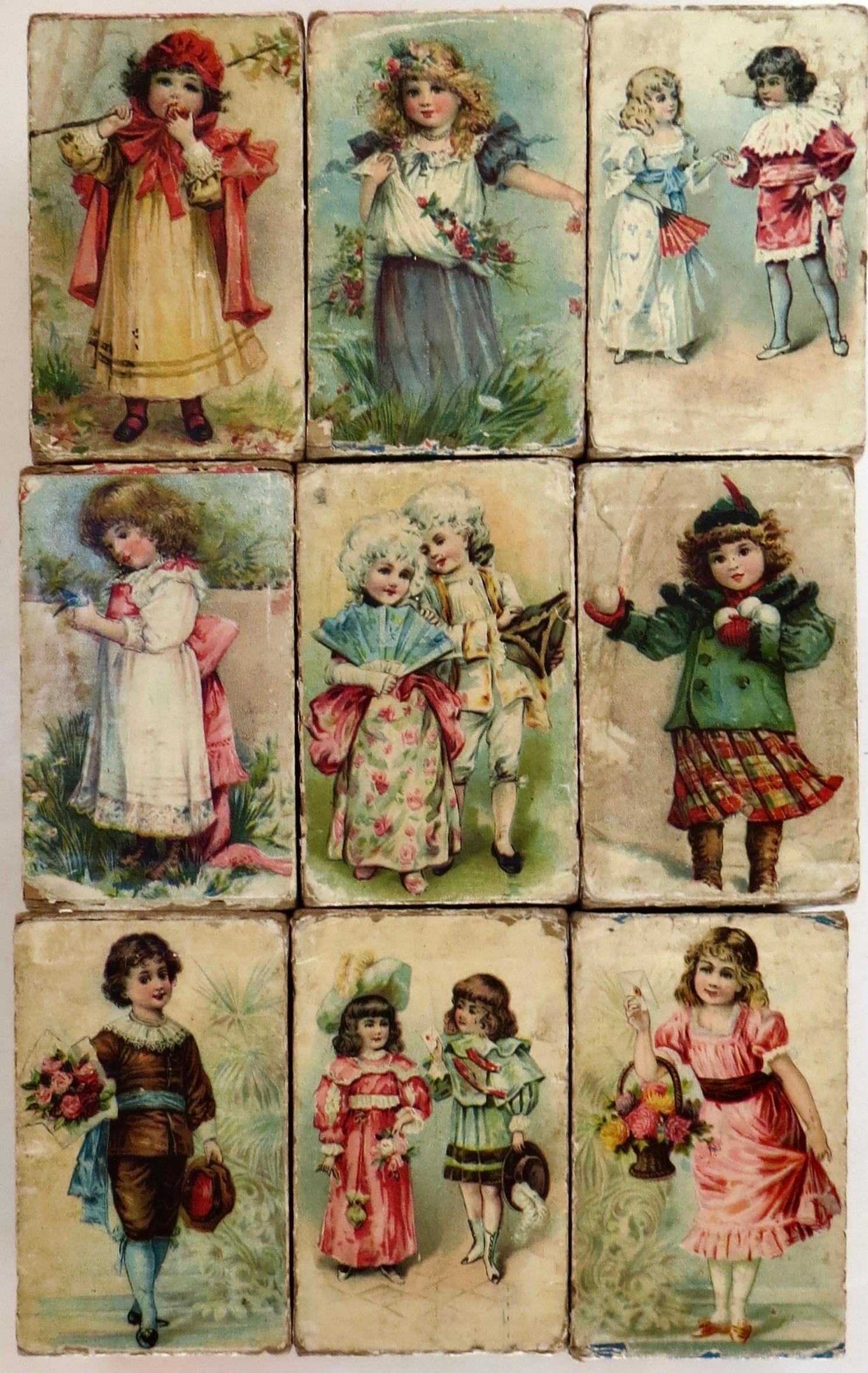 Début du 20ème siècle Blocs d'images pour jeux d'enfants 