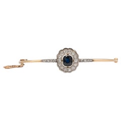 Old gold Art Deco bracelet with sapphire and diamonds, early XX century.