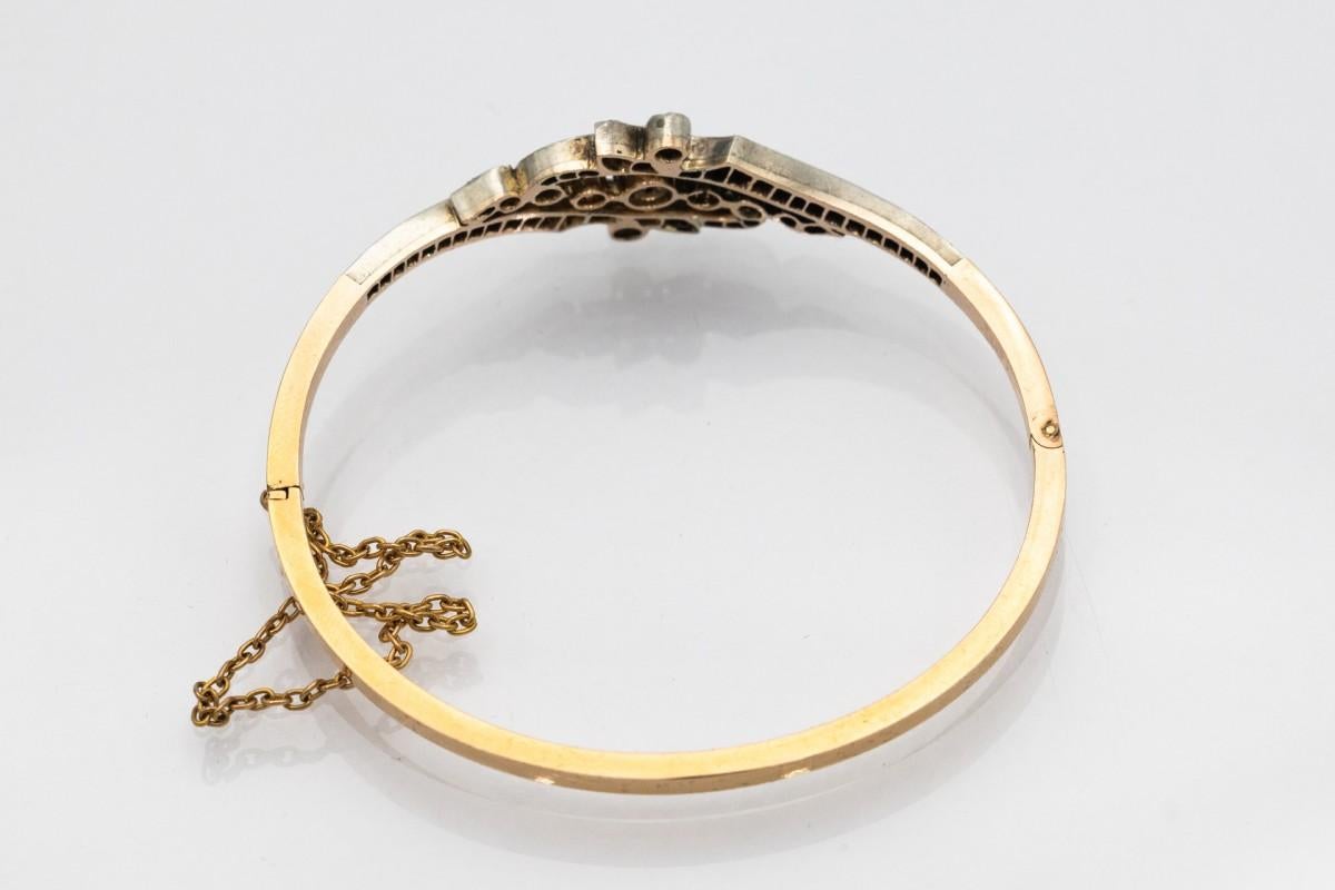 Old gold bracelet with 1.60ct diamonds, France, early 20th century In Good Condition For Sale In Chorzów, PL