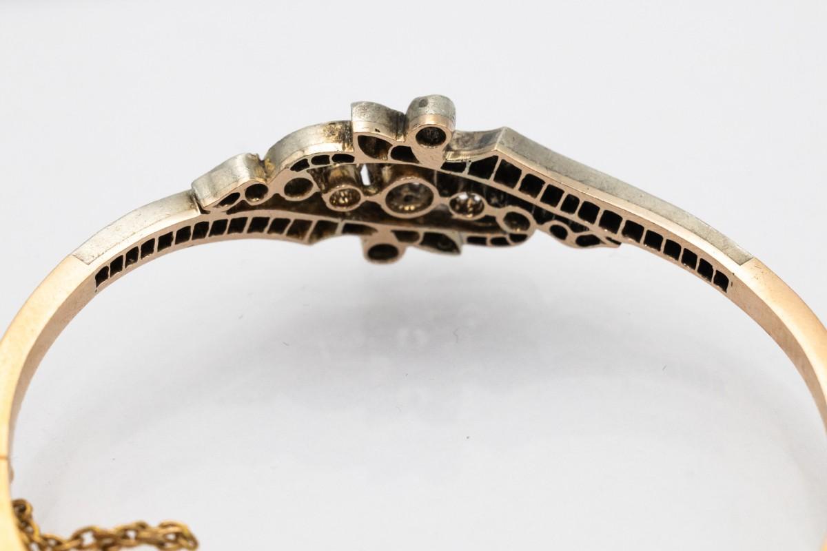 Women's or Men's Old gold bracelet with 1.60ct diamonds, France, early 20th century For Sale