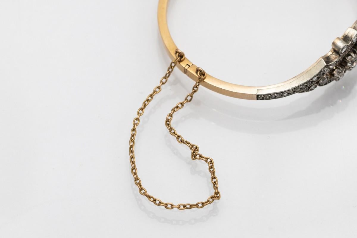 Old gold bracelet with 1.60ct diamonds, France, early 20th century For Sale 1