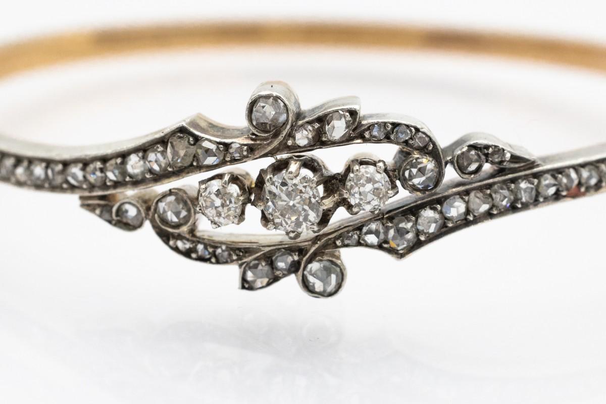 Old gold bracelet with 1.60ct diamonds, France, early 20th century For Sale 2