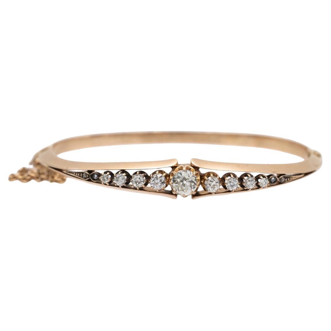 Bracelet en or ancien avec diamants d'un poids total de 1,53 carat en vente