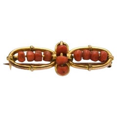 Old gold brooch with coral