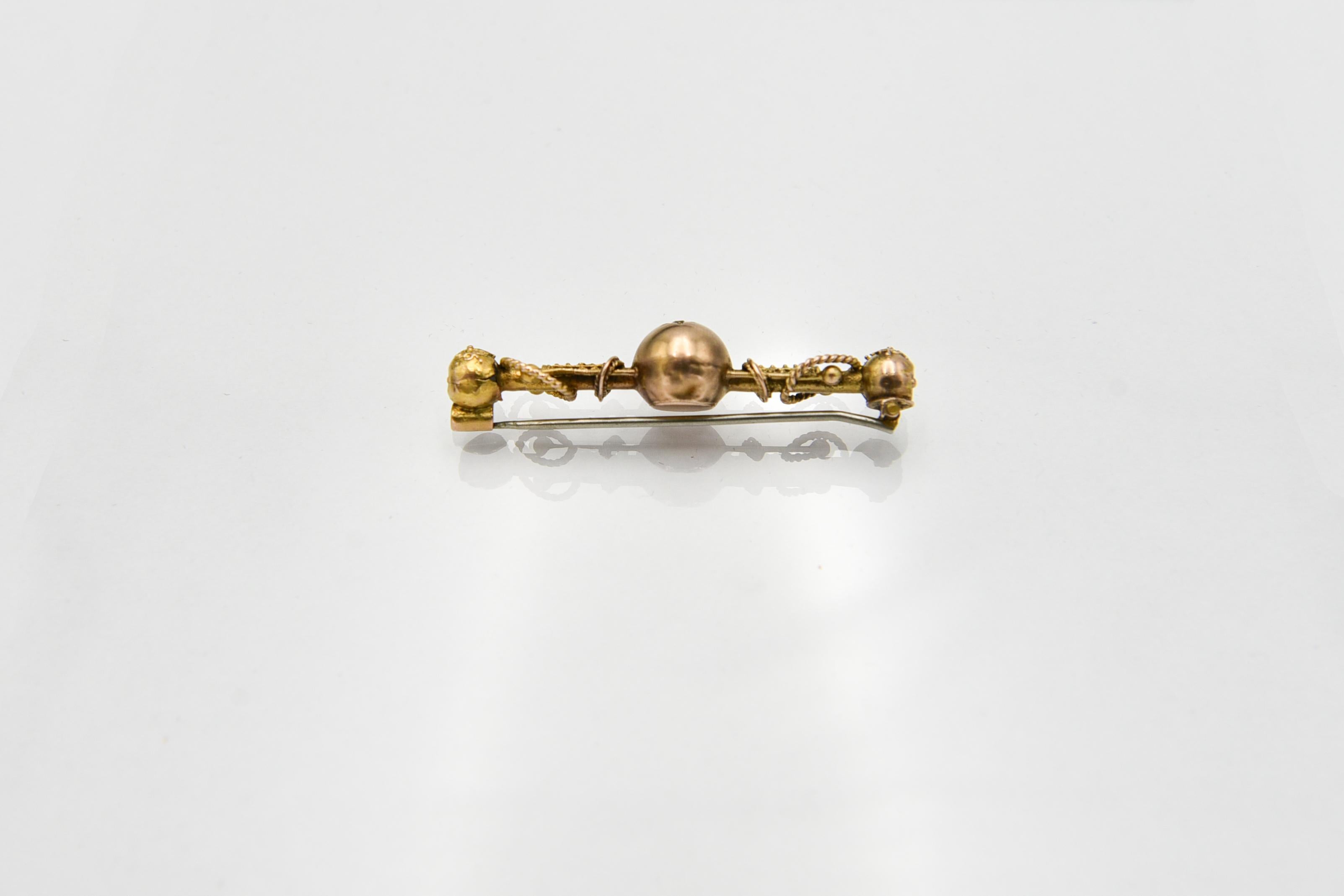 Women's or Men's Old gold brooch with diamond, ruby and sapphire, late 19th century For Sale