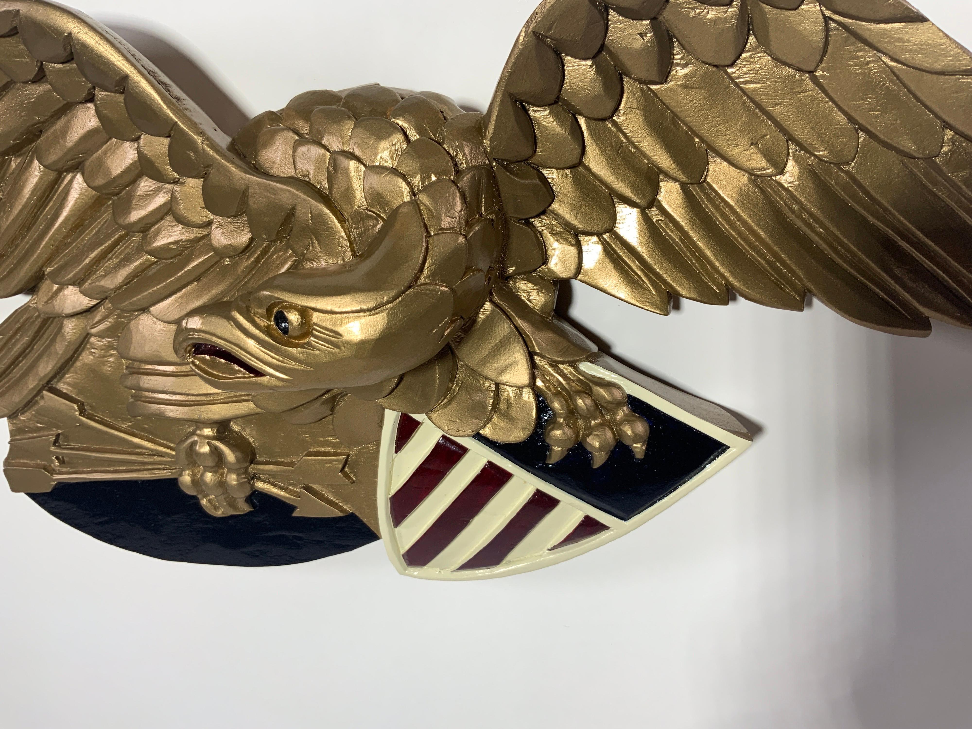 Contemporary Old Gold Carved Wooden Eagle Great Seal 