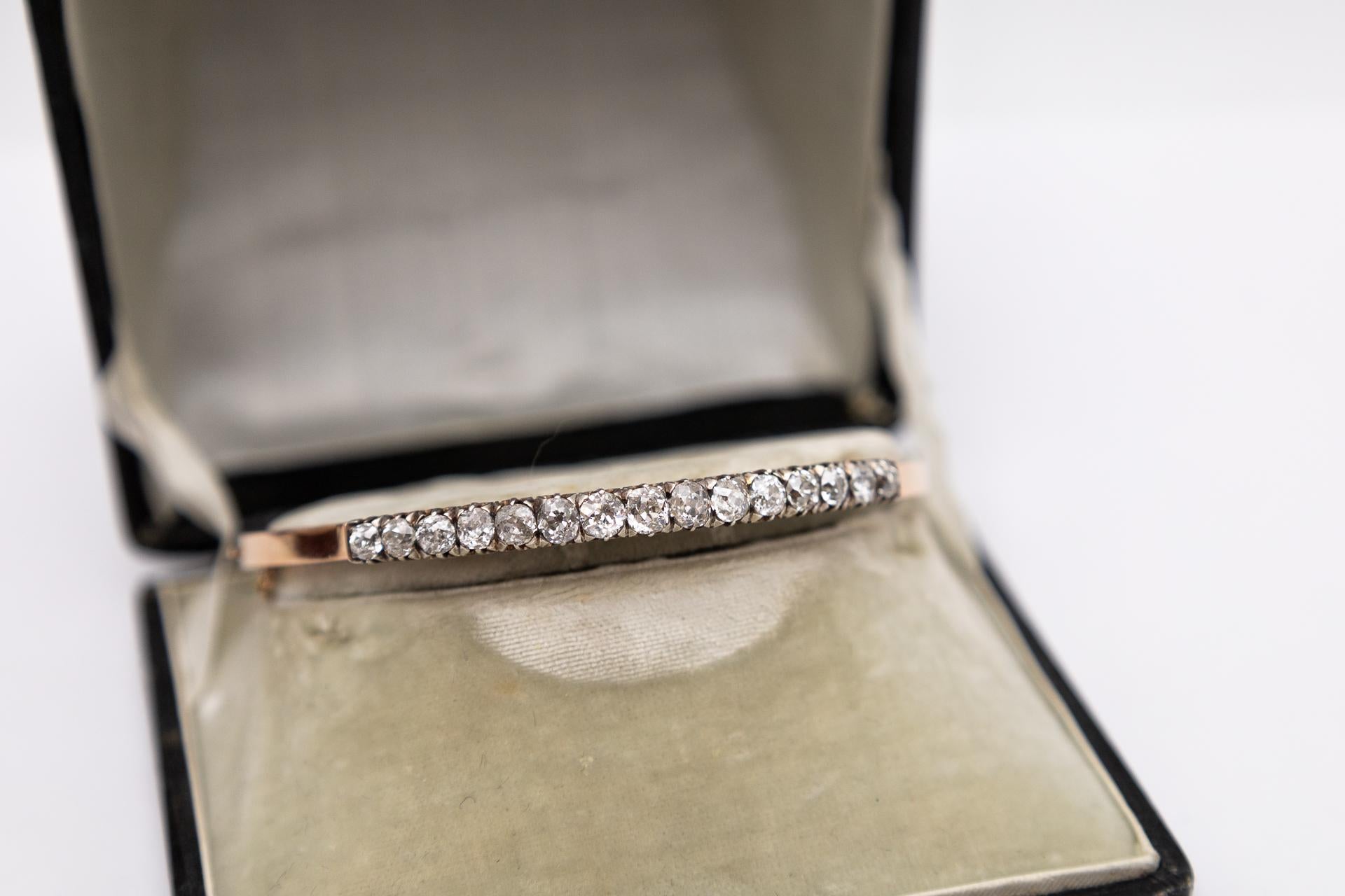 Old gold diamond bracelet 2.20ct, Austria-Hungary, late 19th century. In Good Condition In Chorzów, PL