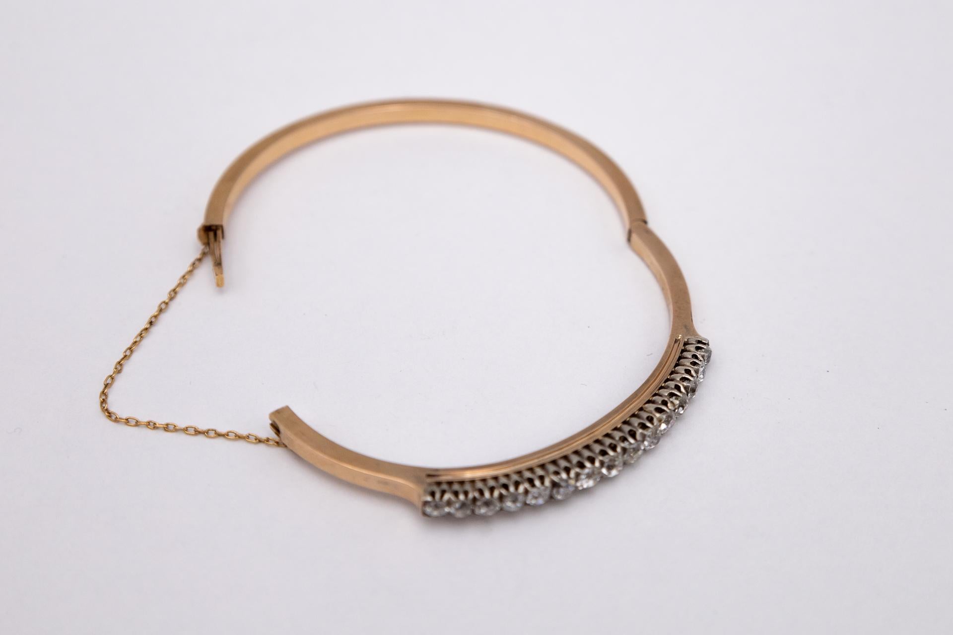 Women's or Men's Old gold diamond bracelet 2.20ct, Austria-Hungary, late 19th century.