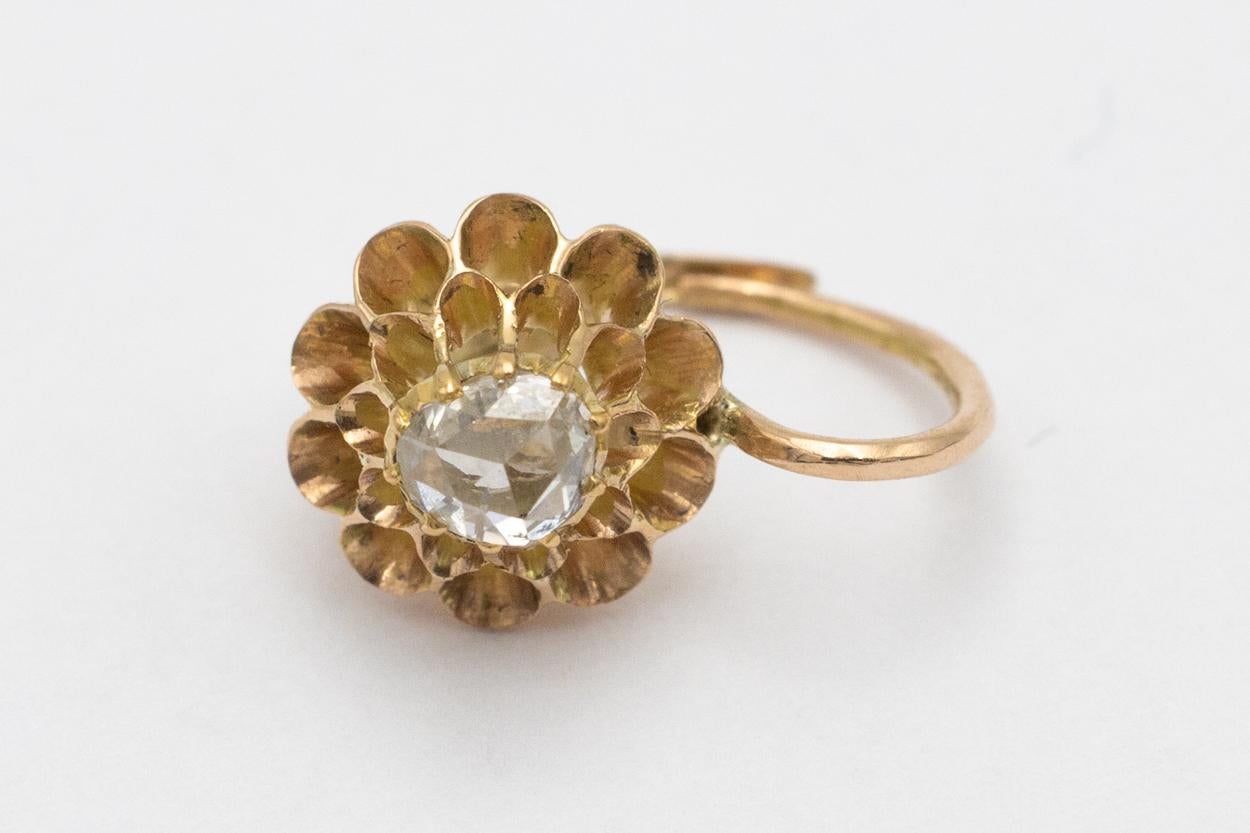 Taille vieille mine Boucles d'oreilles en or ancien avec diamants et diamants 0,45 carat, Autriche-Hongrie, 1872-1922. en vente