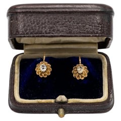 Antique Old gold earrings with diamonds and diamonds 0.45ct, Austria-Hungary, 1872-1922.