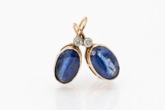 Old gold earrings with diamonds and kyanite, mid 20th century.