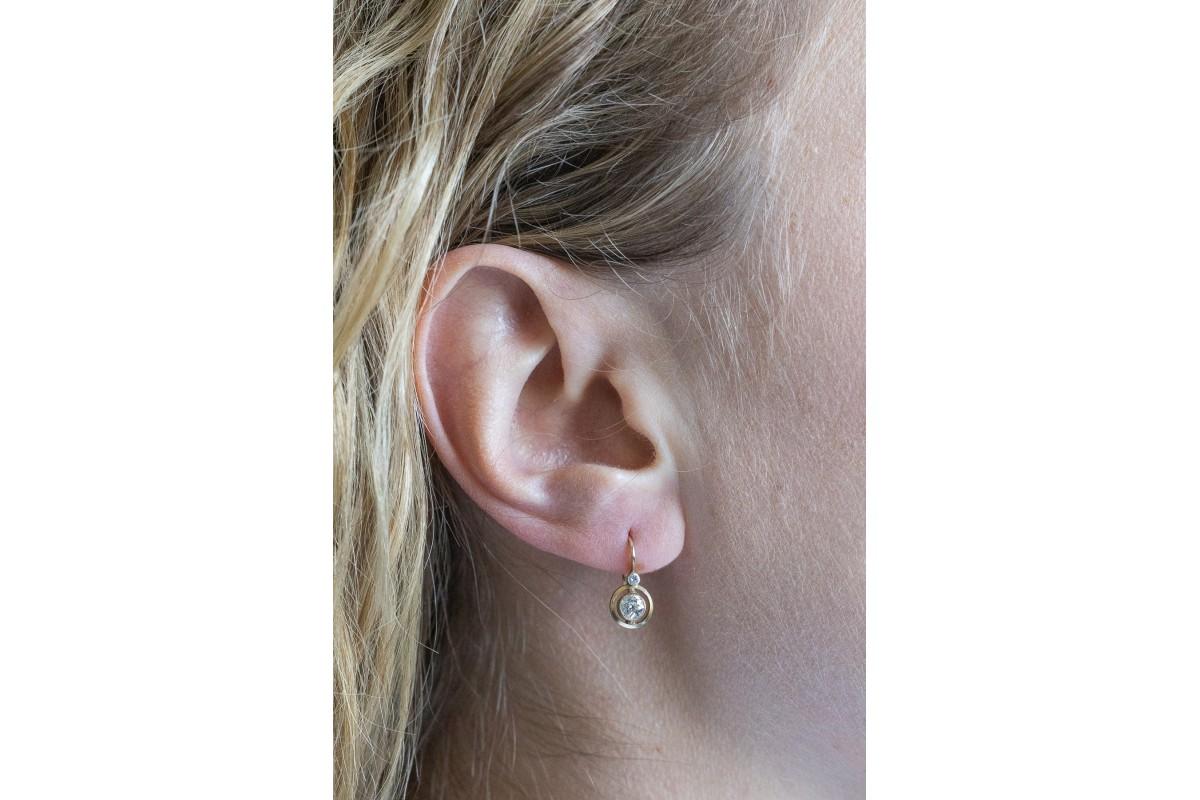 Altgold-Ohrringe mit Diamanten, Österreich-Ungarn, Anfang 20. (Art nouveau) im Angebot