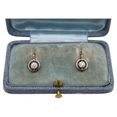 Old gold earrings with diamonds, early 20th century.