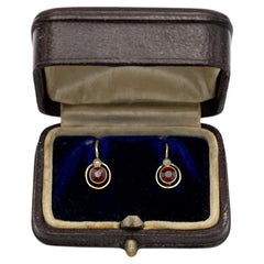 Vintage Old gold earrings with garnets, Austria-Hungary, early 20th century.