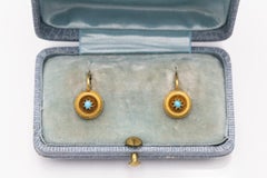 Old gold earrings with turquoises, Austria-Hungary, 1872-1922.