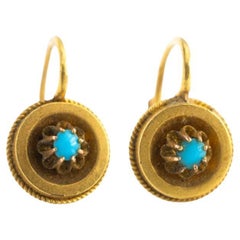 Old gold earrings with turquoises, Austria-Hungary, 1872-1922.