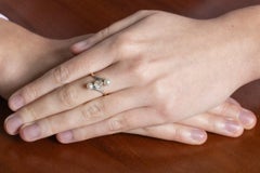 Old gold ring with diamond 0.95 ct and pearls, early 20th century
