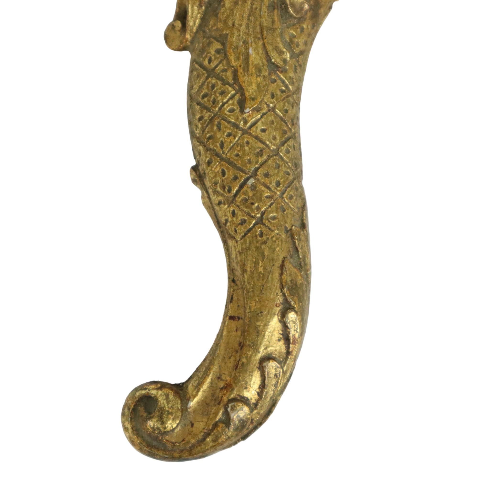 Old Golden Hand Mirror Make Up Mirror Classic Baroque Style In Good Condition For Sale In Poperinge, BE