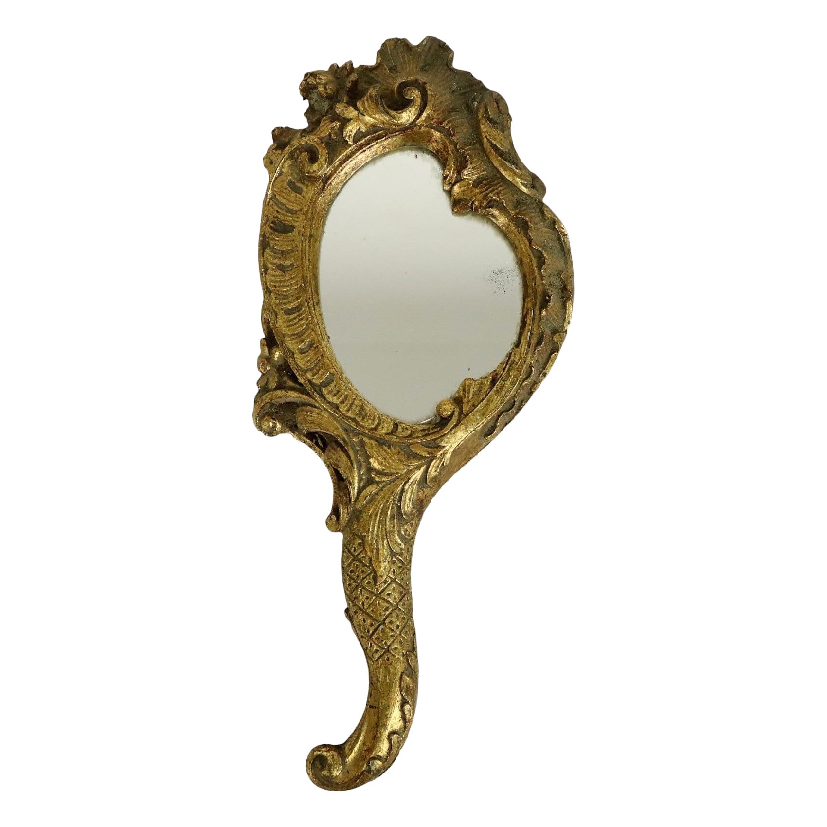 Espejo de Mano Dorado Antiguo Espejo de Maquillaje Estilo Barroco Clásico en venta