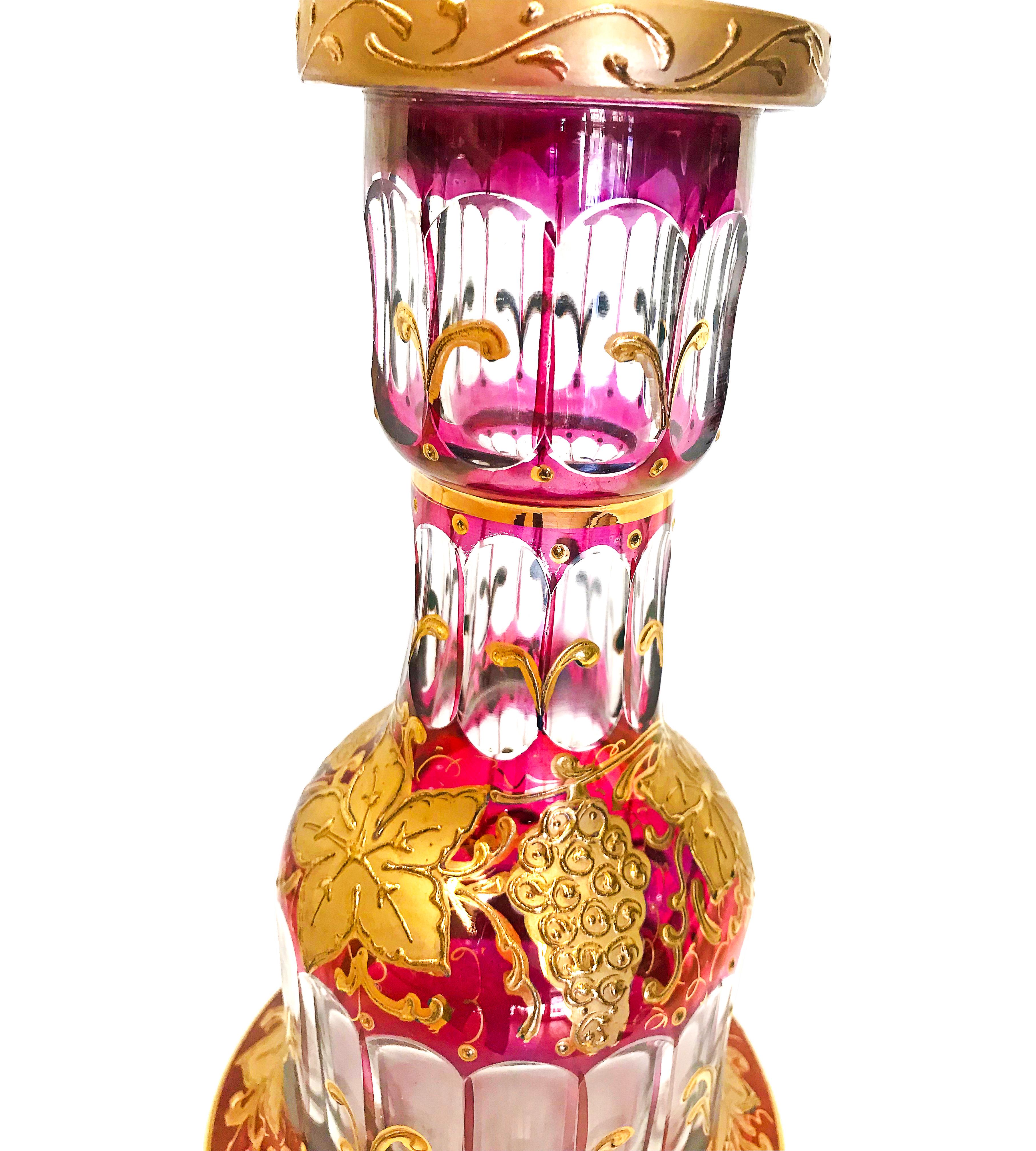 Artisan Old Gorgeous 18 Karat Gold Plated Glass Hookah Hand Carved For Sale