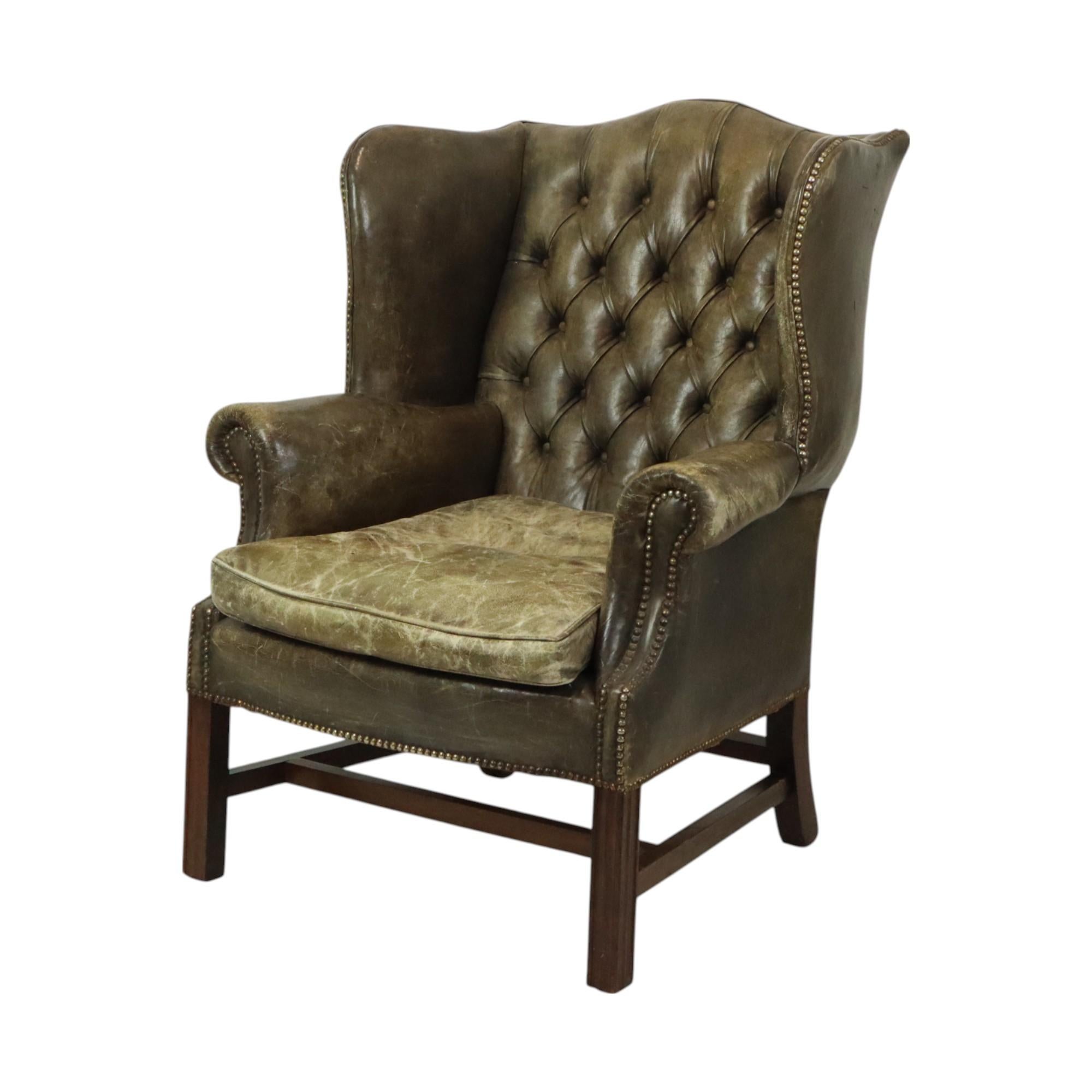 Poltrona Chesterfield verde antico Poltrona da poltrona in vendita 4