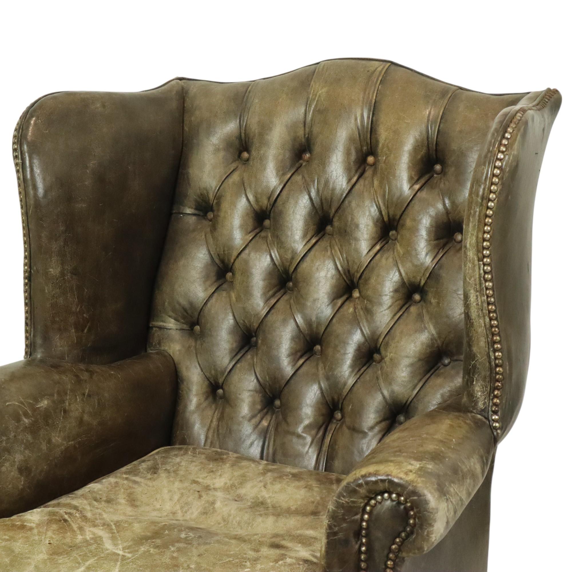 Poltrona Chesterfield verde antico Poltrona da poltrona in vendita 5