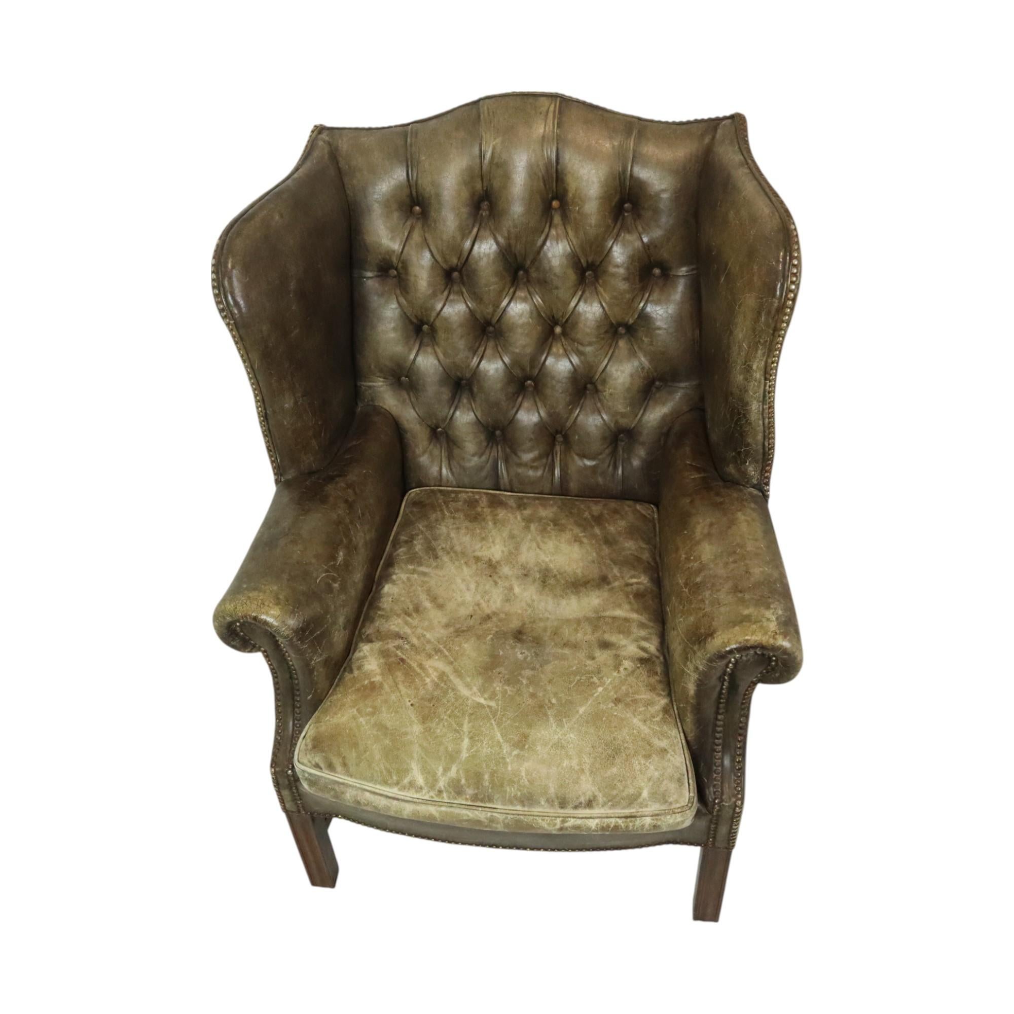 Poltrona Chesterfield verde antico Poltrona da poltrona in vendita 8