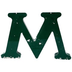 Old Green Letter M of Signboard Made of Zinc