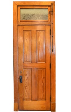 Antique Old Growth Douglas Fir 4 Panel Transom Door with Transom