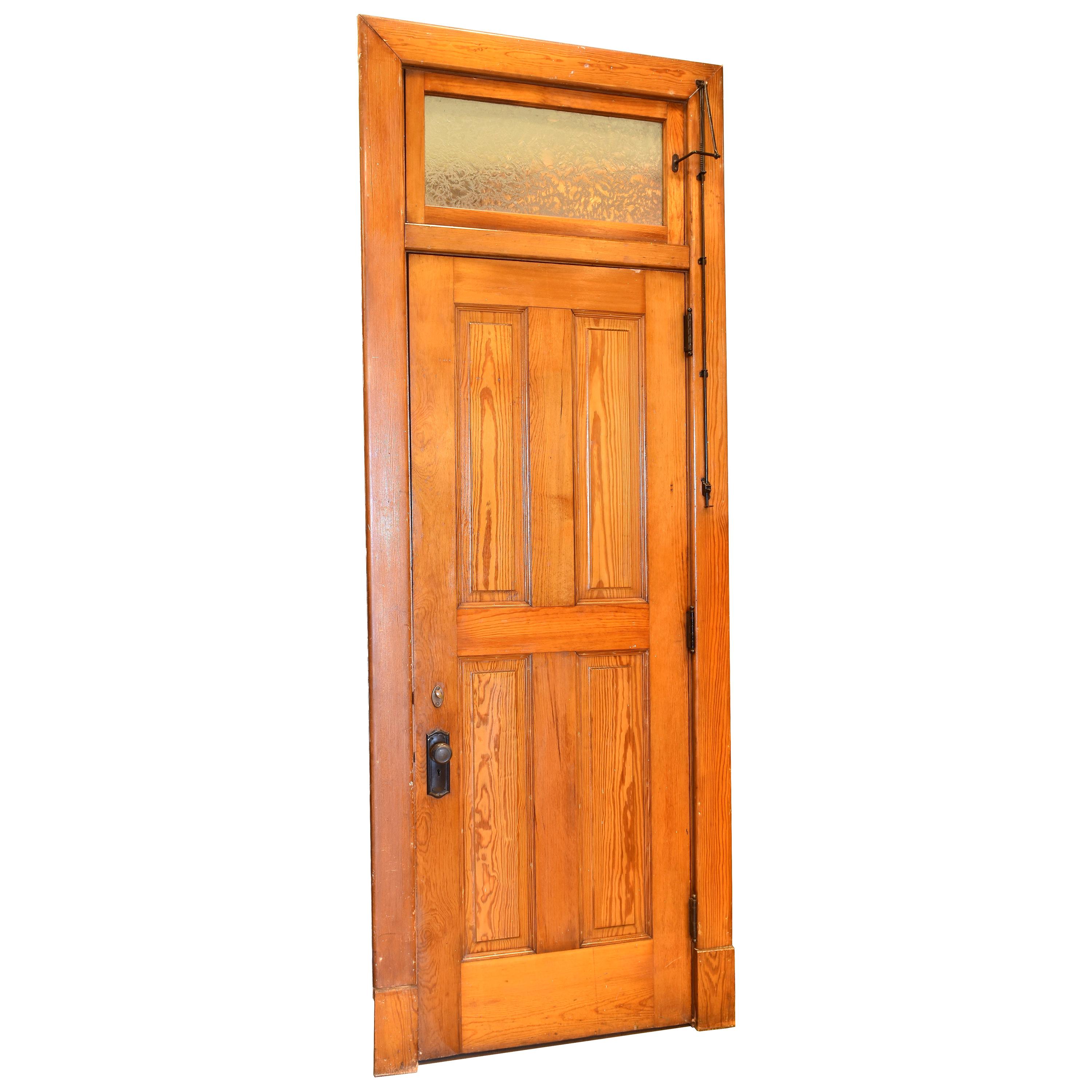 Old-Growth Douglas Fir Transom Door Unit with 4-Panel Door