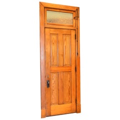 Antique Old-Growth Douglas Fir Transom Door Unit with 4-Panel Door