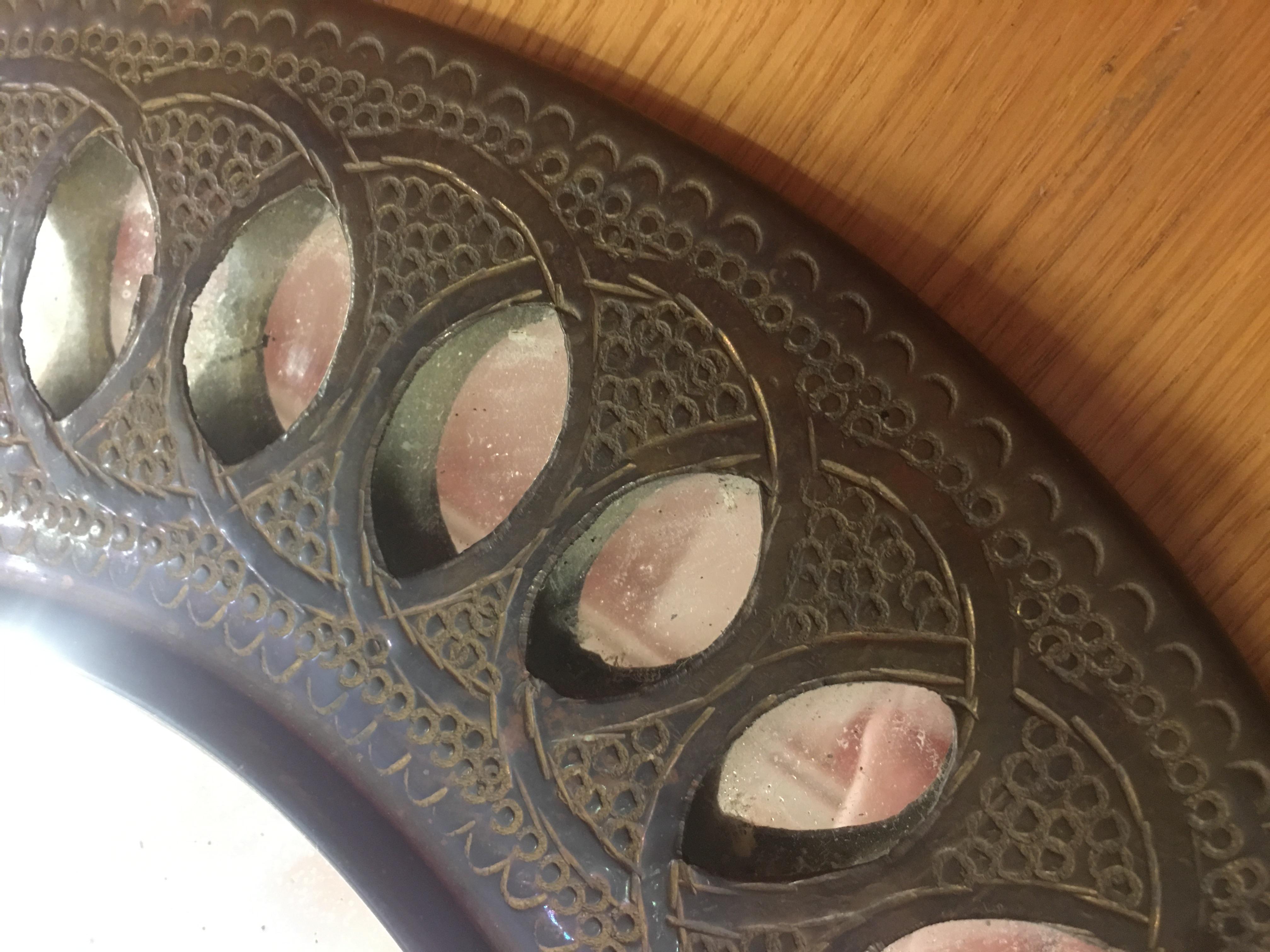 Old Hammered Copper Mirror, circa 1950 For Sale 1