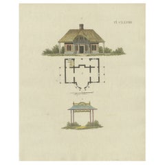 Old Hand-colored Antique Print of Garden Architecture by Van Laar, 1802