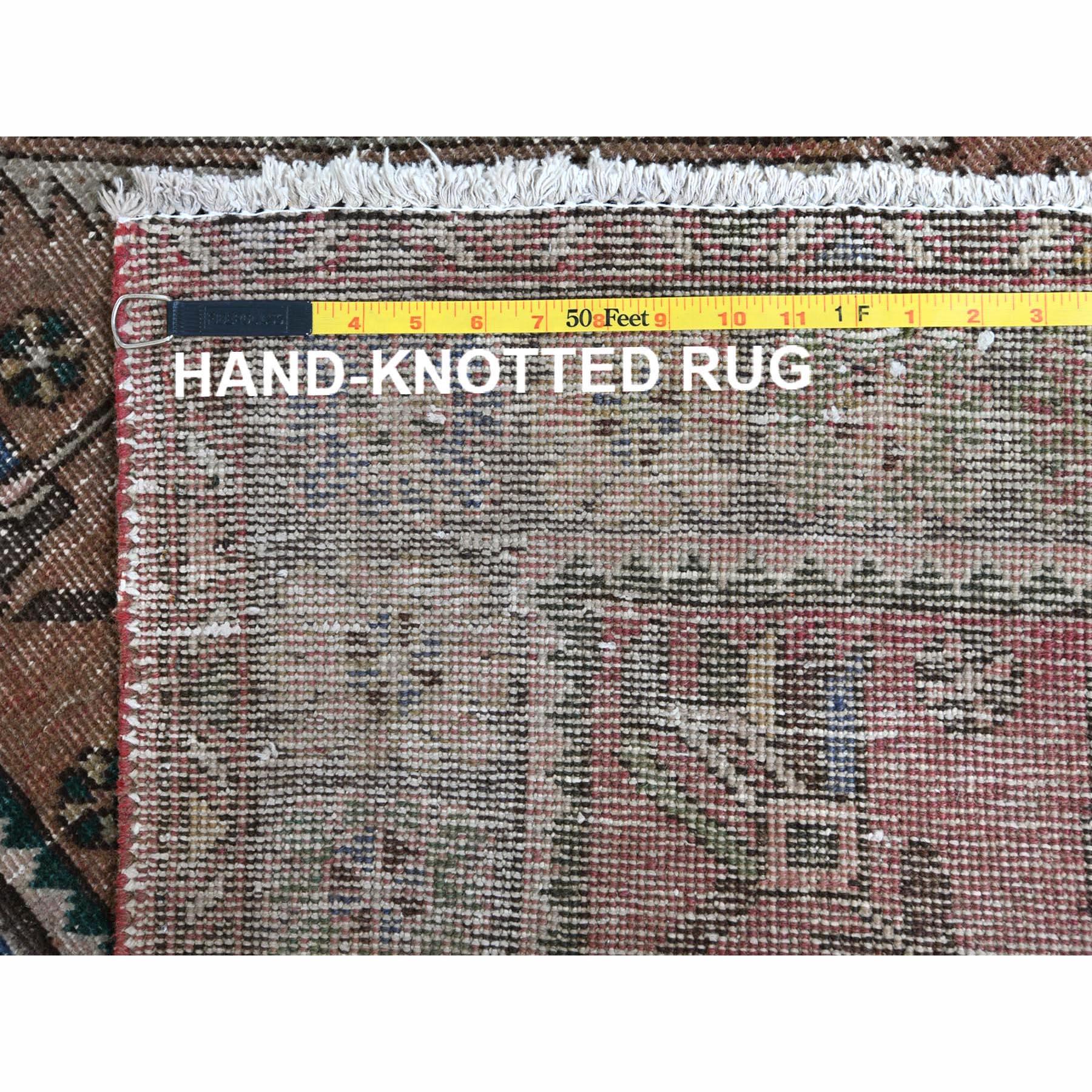 Old Hand Knotted Tan Color Northwest Persian Serrated Medallion Worn Wool Rug For Sale 1