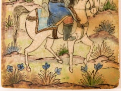 Hand Painted Ceramic Tile with Knight, Early 20th Century, Rare